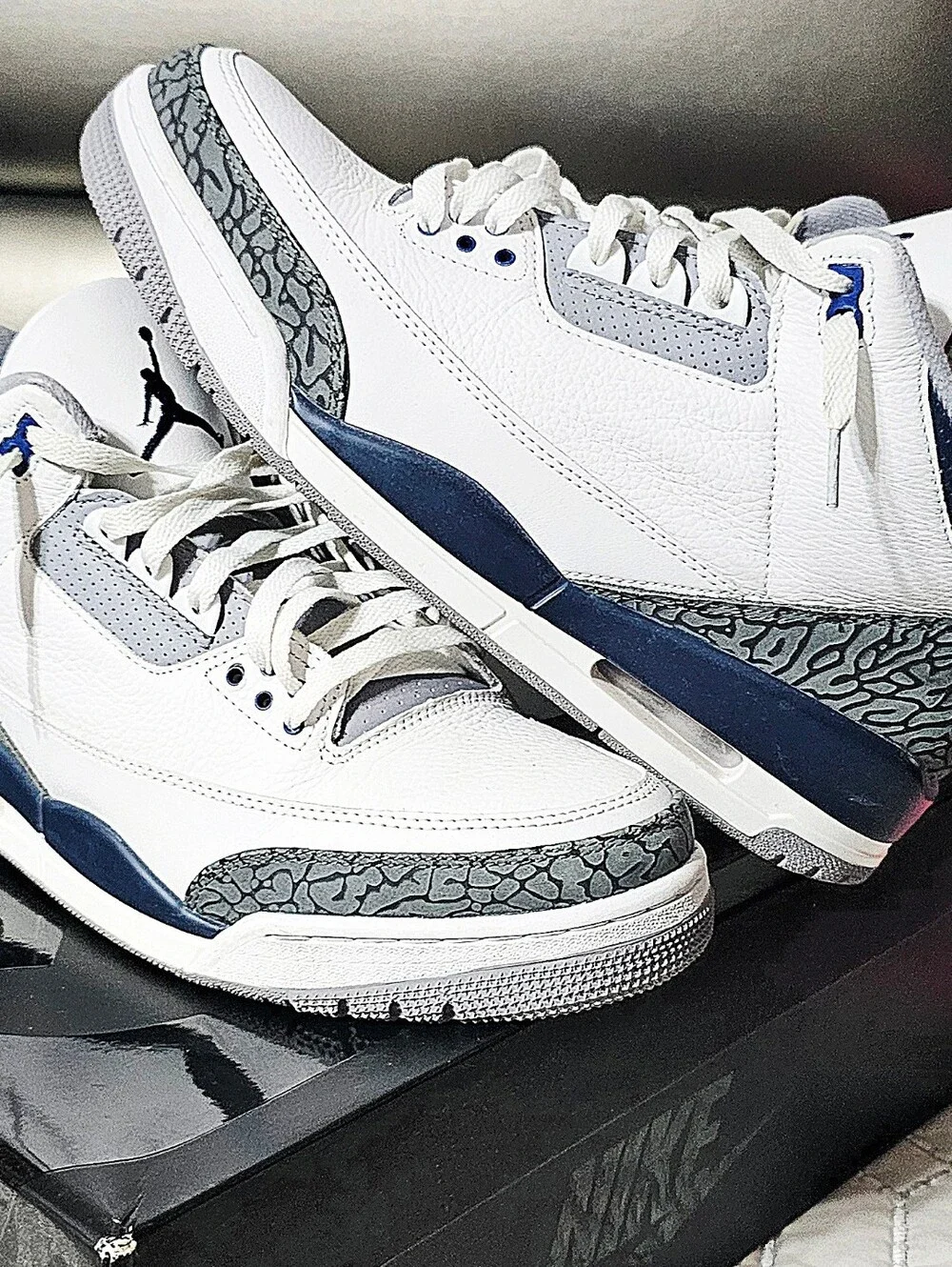 Air Jordan 3 Retro White Navy Men’s Sneakers Size 13
